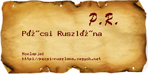 Pécsi Ruszlána névjegykártya